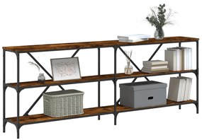 Tavolo consolle rovere fumo 200x30x75cm legno multistrato ferro