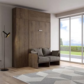 Letto a scomparsa una piazza e mezza 120 cm con mobili Noce KENTARO SOFŔ