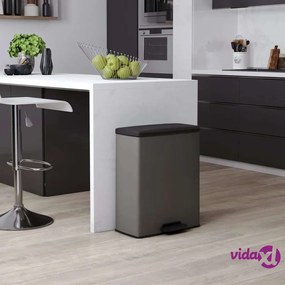 Curver Pattumiera a Pedale Deco Rettangolare 65 L Grigio Freddo