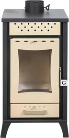 Stufa A Legna In Acciaio 15 kW Olga Beige 45,5x48,5xh91 Uscita Fumi Superiore
