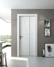 Porta interna pieghevole a libro asimmetrica Tolosa in legno laccato colore bianco, L 60 x H 210 cm, apertura a destra
