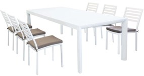 EQUITATUS - set tavolo in alluminio cm 180/240x100x75 h con 6 sedute