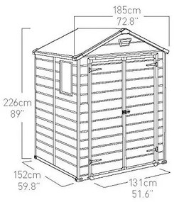 Casetta Da Giardino In Resina 185x152x226H Cm Manor 6x5 Grigio Keter Con Finestra