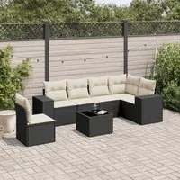 Set Divani da Giardino con Cuscini 7pz Nero Polyrattan 3254973