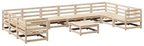 Set divani da giardino 11 pz in legno massello di pino