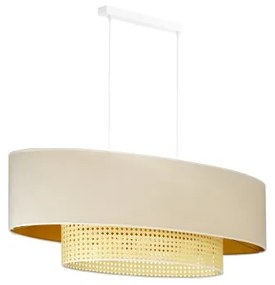 Duolla - Lampadario a sospensione con filo DOUBLE OVAL RATTAN 2xE27/15W/230V color crema/rattan