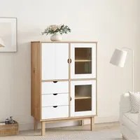 Credenza OTTA Marrone e Bianco 85x43x125 cm in Legno di Pino 351308