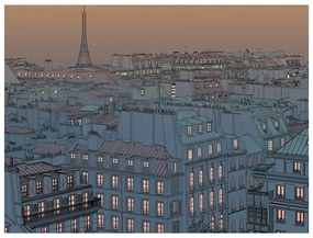 Fotomurale  Buona sera Parigi!  Colore Giallo, Dimensioni e Misure 250x193