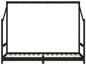 Giroletto per bambini nero 80x200 cm in legno massello di pino