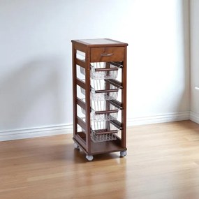 Carrello SALVASPAZIO portafrutta e cassetti NOCE
