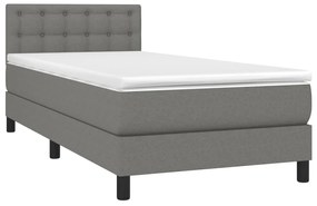 Letto a molle materasso e led grigio scuro 90x190 cm in tessuto