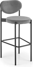 Sgabello da bar H-108 in grigio velluto