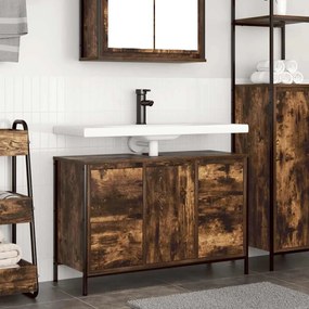 Mobile Lavabo Con Cassetti Rovere Fumo 90x34,5x60 Cm /