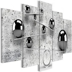 Quadro  Balls and Concrete (5 Parts) Wide  Colore Grigio, Dimensioni e Misure 100x50