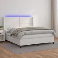 Giroletto Molle con Materasso e LED Bianco 180x200cm Similpelle 3139338