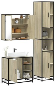 Set Mobili Da Bagno 3 Pz Rovere Sonoma İn Legno Multistrato /