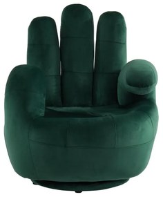 Poltrona a forma di mano girevole in velluto Verde scuro - CATCHY