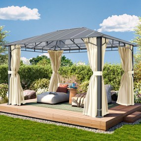TOOLPORT Gazebo da giardino 3x4m, Hardtop, 4 teli laterali, crema - (300678)