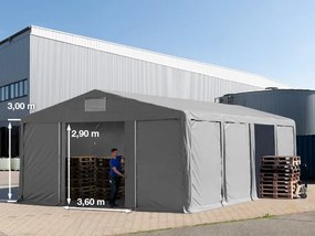 TOOLPORT 8x8m tenda capannone, altezza 3,0m porta scorrevole, PVC 850, grigio, con statica (sottofondo in cemento) - (94045)