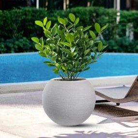 Vaso in resina da esterno interno tondo a sfera d.40x33h Botticelli Beige