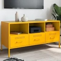 Mobile TV Giallo 100,5x39x50,5 cm in Acciaio Laminato a Freddo 843039