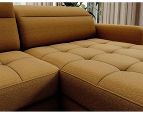 Divano angolare giallo allungabile/con contenitore (con penisola a sinistra/a U) e rivestimento in velluto Berrto – ELTAP