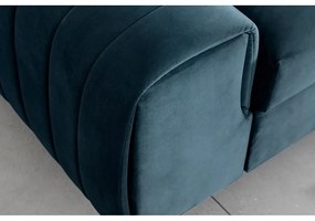 Divano blu allungabile e rivestimento in velluto 261 cm Laurence – ELTAP