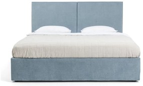 Letto matrimoniale imbottito blu con contenitore, materasso e rete inclusi 160x200 cm Thessa Bold – Bonami Selection