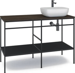 Mobile bagno da terra con lavabo e porta asciugamani L 120 x H 92 x P 45.5 cm nero per vasca centrale Outline