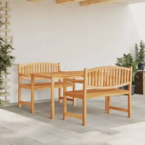 Set da Pranzo per Giardino 3 pz in Legno Massello di Teak