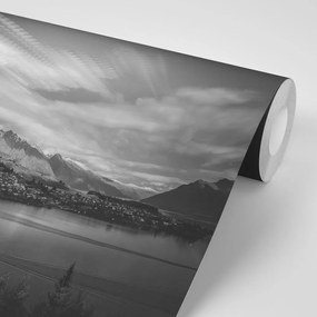 Carta da parati autoadesiva – Lago serale in bianco e nero