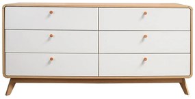 Cassettiera bassa bianca con effetto rovere 150x74 cm Caitlin - Støraa