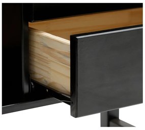 Cassettiera in legno di pino nero con ante in rattan , larghezza 90 cm Jolene - Støraa