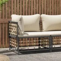 Divano Angolare da Giardino con Cuscini in Polyrattan Beige 364130