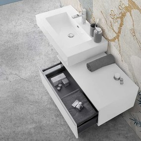 Mobile bagno sospeso 80 bianco lucido lavabo 100 e specchio   Iside