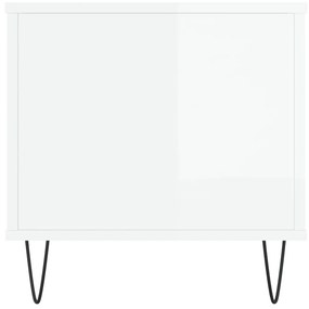 Tavolino Salotto Bianco Lucido 90x44,5x45 cm Legno Multistrato