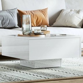 Tavolino Salotto Bianco Lucido 60x60x31,5 Cm Legno Multistrato /