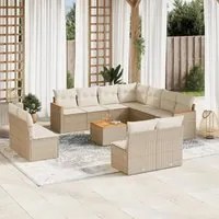 Set Divani da Giardino 12 pz con Cuscini Beige in Polyrattan 3226093