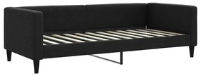 Divano letto estraibile con cassetti nero 90x200 cm in tessuto