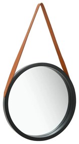 Specchio da Parete con Cinghia 50 cm Nero