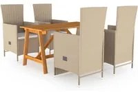 Set Mobili da Pranzo per Giardino 5 pz Beige cod mxl 45678