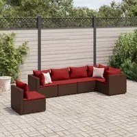 Set Mobili da Giardino 6pz con Cuscini in Polyrattan Marrone 3308173