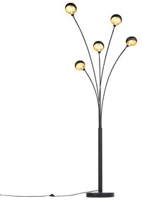 Lampada da terra di design nera 5 luci - Sixties Marmo
