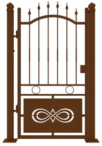 Cancello in ferro, apertura centrale, L 104.5 x 195 cm, di colore ruggine