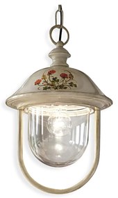 Sospensione Esterno Classica Bari Metallo Ceramica Bianco Sfumato Oro 1 Luce E27