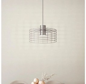 Eglo 43651 - Lampadario su corda MILLIGAN 1xE27/40W/230V d. Argento 48 cm