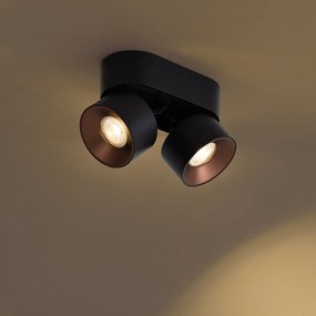 Faretto a plafone moderno nero GU10 50mm 2 luci orientabile - Echo