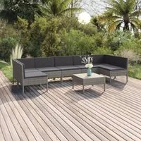 Set Divani da Giardino 8 pz con Cuscini in Polyrattan Grigio cod mxl 38499