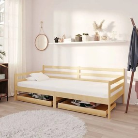 Divano letto con cassetti 90x200 cm legno massello di pino