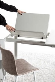 Tavolo Da Interno Allungabile 90x160-220 In Acciaio Piano In Ceramica Bianco-Grigio Briva Bizzotto